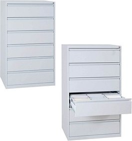 Gürkan Karteischrank lichtgrau 6 Schubladen 76,0 x 62,0 x 132,0 cm