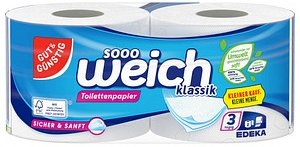GUT&GÜNSTIG Toilettenpapier weich klassik 3-lagig, 2 Rollen