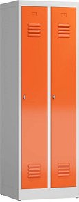 Thumbnail - ClassiX Spind feuerrot, lichtgrau X-510124, 2 Schließfächer 59,0 x 50,0 x 180,0 cm