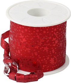 PRÄSENT Geschenkband Glitter Star mattglänzend rot 10,0 mm x 100,0 m