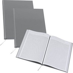 3 Notizbücher DIN A4 kariert, silber Hardcover 192 Seiten