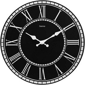Thumbnail - hama Wanduhr Rab schwarz Mitteldichte Holzfaserplatte (MDF), Ø 30,0 cm