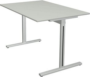 Kerkmann Form 1 Schreibtisch lichtgrau rechteckig, T-Fuß-Gestell silber 120,0 x 80,0 cm
