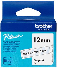 brother Schriftband Btag BTAG131, 12 mm schwarz auf transparent