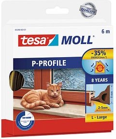 Thumbnail - tesa tesamoll® P-Profil Fenster-Dichtungsband braun 9,0 mm x 6,0 m 1 Rolle