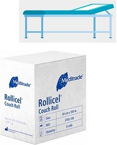 Meditrade® Ärztekrepp ROLLICEL® 2-lagig weiß 50,0 cm x 100,0 m, 6 Rollen
