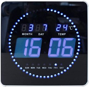 unilux digitale Wanduhr Flo schwarz Aluminium