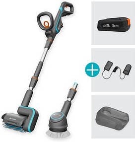 GARDENA AquaBrush Universal 04/18V P4A Ready-To-Use Set Akku-Terrassenreiniger-Set 18,0 V, mit 1 Akku