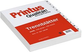 Printus Trennblätter DIN A4 0-9 weiß, 250 g/qm, 100 St.