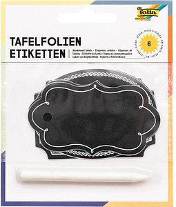 folia Tafelfolie selbstklebend Tafelfolien Etiketten inkl. Specksteinstift, 6 St.