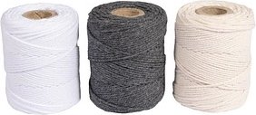Rayher Makramee Garn weiß, grau, creme Ø 1,0 mm, 3 St.