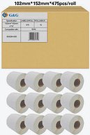 Thumbnail - G&G Etikettenrollen für Etikettendrucker ersetzt Zebra 800264-155 weiß, 102,0 x 152,0 mm, 12 x 475 Etiketten