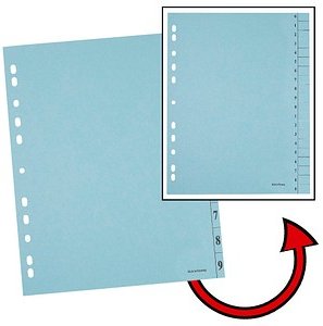 Trennblätter DIN A4 0-9 blau, 250 g/qm, 100 St.