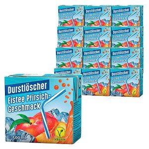 DURSTLÖSCHER Eistee Pfirsich Fruchtsaftgetränk 12x 0,5 l