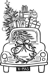 Rayher Motivstempel Driving Home for Christmas 7,0 x 10,0 cm, 1 St.