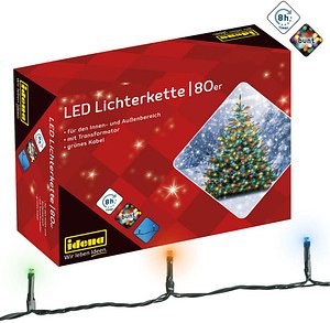 Idena 80er bunte LED Lichterkette grün 16,0 m, 1 St.