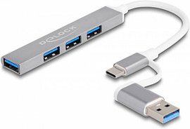 DeLOCK USB-Hub 4-fach silber