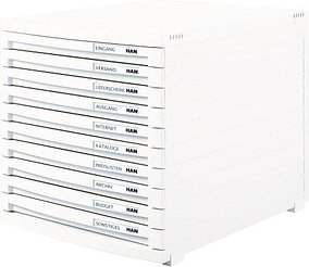 Thumbnail - HAN Schubladenbox Contur weiß 1510-12D, DIN B4 mit 10 Schubladen, 1 St.