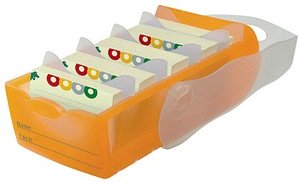 HAN Croco Karteikasten DIN A8 für 500 Karteikarten orange mit Deckel