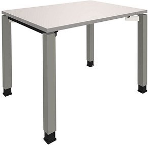 fm Sidney höhenverstellbarer Schreibtisch lichtgrau rechteckig, 4-Fuß-Gestell Quadratrohr silber 100,0 x 80,0 cm