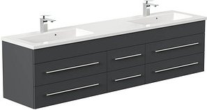 POSSEIK Waschbecken mit Unterschrank GEANT 200 grafit 200,0 x 49,6 x 44,0 cm