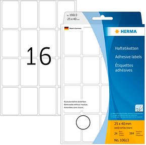 384 HERMA Movables Etiketten 10613 weiß 25,0 x 40,0 mm