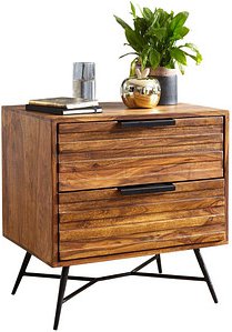 Thumbnail - WOHNLING Nachttisch Massivholz sheesham 40,0 x 60,0 x 60,0 cm