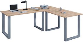 Thumbnail - VCM my office Lona Schreibtisch sonoma-eiche rechteckig, U-Fuß-Gestell silber 160,0 x 50,0 cm