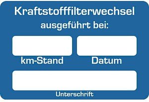EICHNER Aufkleber Kraftstofffilter-Wechsel ausgeführt bei, blau/weiß, 250 St.