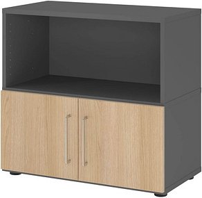 Thumbnail - HAMMERBACHER Regalschrank FlexWall, VFW28T1KG/G/E/BS grafit, eiche 80,0 x 40,0 x 74,6 cm, 1 St.