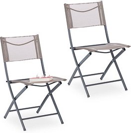 relaxdays Gartenstühle grau, 2 St.