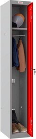 phoenix Spind Locker grau, rot PL1130GRK, 1 Schließfach 30,0 x 50,0 x 183,0 cm
