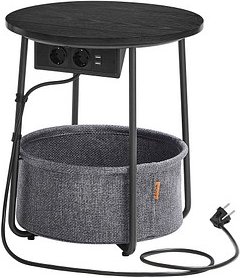 VASAGLE Beistelltisch rund Spanplatte grau, schwarz 45,0 x 45,0 x 50,0 cm, 1 St.