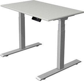 Kerkmann Move 1 stable elektrisch höhenverstellbarer Schreibtisch lichtgrau rechteckig, T-Fuß-Gestell silber 100,0 x 60,...