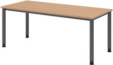 HAMMERBACHER HS19 höhenverstellbarer Schreibtisch eiche rechteckig, 4-Fuß-Gestell grau 180,0 x 80,0 cm