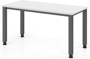 HAMMERBACHER QS614 Schreibtisch weiß rechteckig, 4-Fuß-Gestell grau 140,0 x 67,2 cm