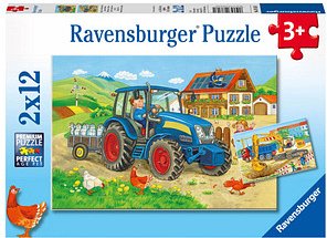 Ravensburger Baustelle und Bauernhof Puzzle, 2 x 12 Teile