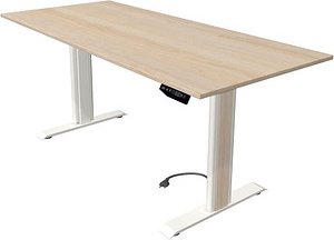 Thumbnail - Kerkmann Move 1 advance elektrisch höhenverstellbarer Schreibtisch ahorn rechteckig, T-Fuß-Gestell weiß 180,0 x 80,0 cm