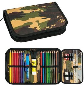 Thumbnail - EBERHARD FABER Federmäppchen befüllt Camouflage grün 32-teilig, 19,6 x 13,2 cm