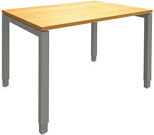 fm Sidney höhenverstellbarer Schreibtisch buche rechteckig, 4-Fuß-Gestell Quadratrohr silber 120,0 x 80,0 cm