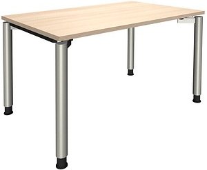 Thumbnail - fm fastline höhenverstellbarer Schreibtisch akazie rechteckig, 4-Fuß-Gestell silber 120,0 x 80,0 cm