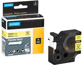 DYMO Schriftband RHINO 18490, 12 mm schwarz auf gelb, 1 St.