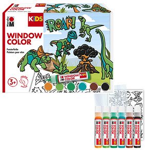Marabu Dinosaurier Fenstermalfarben farbsortiert 6 x 25,0 ml