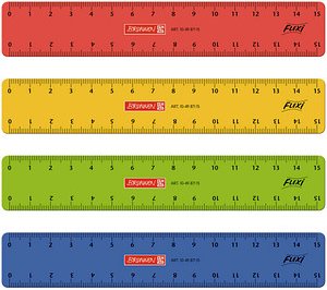 BRUNNEN Lineal 15,0 cm, rot, gelb, grün oder blau