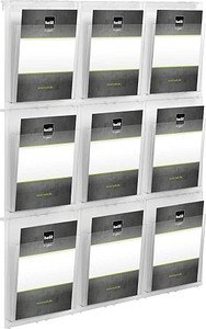 helit Wandprospekthalter the placativ transparent DIN A4 9 Fächer