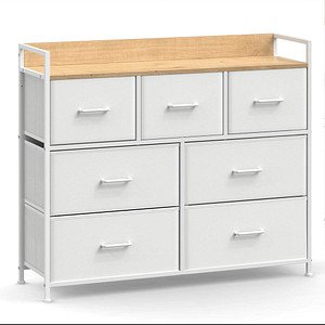 SONGMICS Kommode, LTS523W57 creme-weiß 98,0 x 28,5 x 85,0 cm, 1 St.