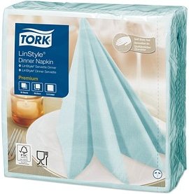 Thumbnail - TORK Servietten LinStyle® Premium aqua blue 1-lagig 39,0 x 39,0 cm, 50 St.