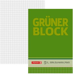 BRUNNEN Briefblöcke "Grüner Block" DIN A5 kariert, 1 Block