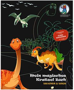 URSUS® Kratzbuch Drachen und Dinos mehrfarbig