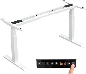 LMG elektrisch höhenverstellbares Schreibtischgestell weiß ohne Tischplatte, T-Fuß-Gestell weiß 130,0 - 160,0 x 57,0 cm